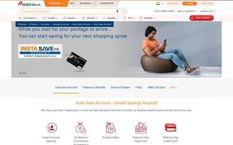 Insta Save Account | Open Instant Savings ... - ICICI Bank