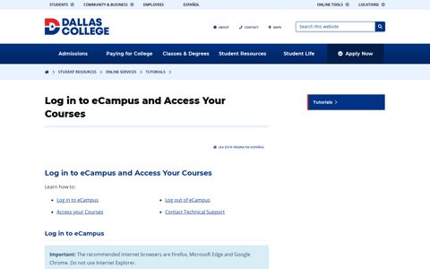 Log in to eCampus and Access Your Courses – Tutorials ...