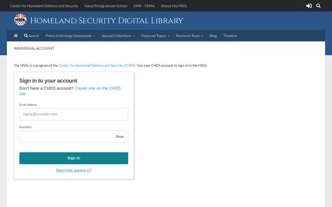 Sign-in - Homeland Security Digital Library