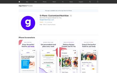 ‎G-Plans: Customized Nutrition on the App Store