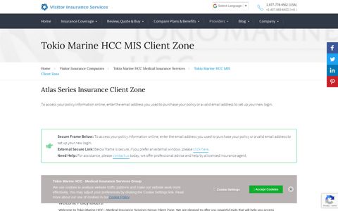 Tokio Marine HCC Client Zone - Visitor Insurance Services