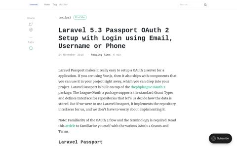 Laravel 5.3 Passport OAuth 2 Setup with Login using Email ...