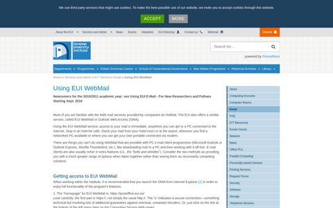 Using EUI WebMail • European University Institute