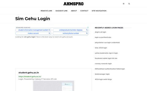 Sim Gehu Login - AhmsPro.com