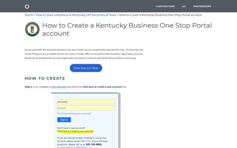How to Create a Kentucky Business One Stop Portal account ...
