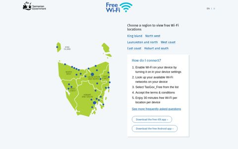 Tasmanian Government Free Wi-Fi: Home