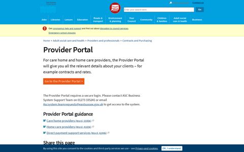 Provider Portal – East Sussex County Council