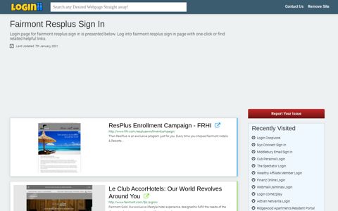 Fairmont Resplus Sign In - Loginii.com