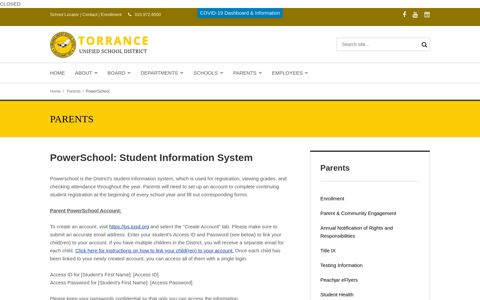 PowerSchool | Parents - Torrance Unified School District