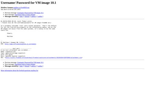 Username/ Password for VM image 10.1 - FreeBSD mailing lists