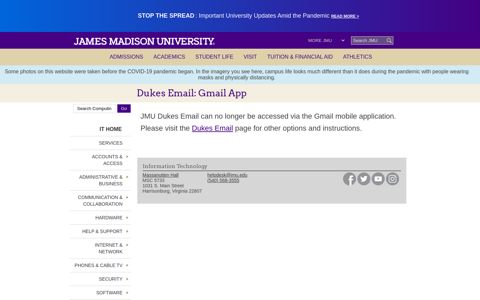 Dukes Email: Gmail App - James Madison University
