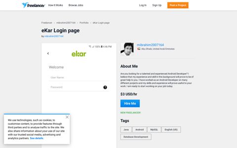 eKar Login page | Freelancer