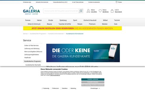 Kundenkarte Informationen - GALERIA.de
