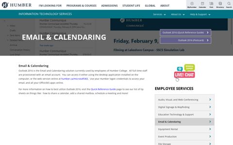 Email & Calendaring | Humber ITS