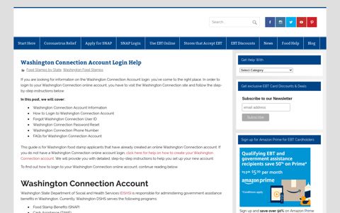 Washington Connection Account Login Help - Food Stamps ...