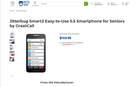 Jitterbug Smart2 No-Contract Easy-to-Use 5.5 | Rite Aid