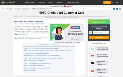 HDFC Credit Card Customer Care Number: (24x7) Toll FREE ...
