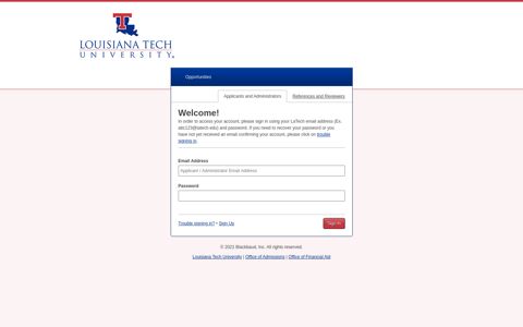 Sign In - Louisiana Tech University Scholarships