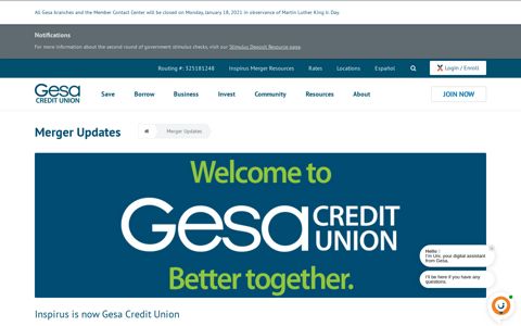 Merger Updates - Gesa Credit Union