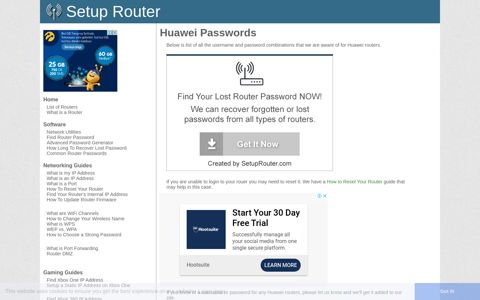 Huawei Passwords - SetupRouter