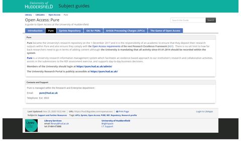 Pure - Open Access - LibGuides at University of Huddersfield