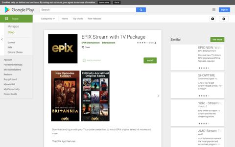 EPIX Stream with TV Package - Apps on Google Play