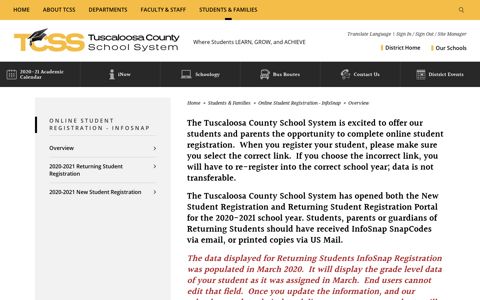 Online Student Registration - InfoSnap / Overview