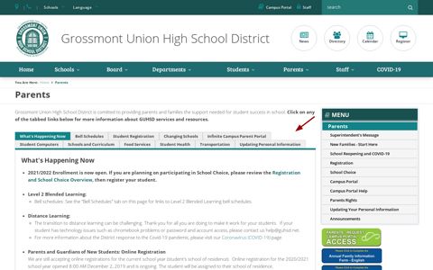Parent Portal Account - Grossmont Union High School District
