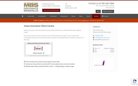 Intact Insurance Client Centre - MBS Insurance Brokers Ltd.