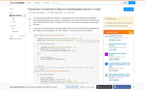 Facebook Connection Failed to GameSparks Server in Unity ...