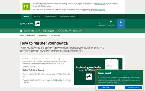 UK Mobile Banking - Register your device - Lloyds Bank