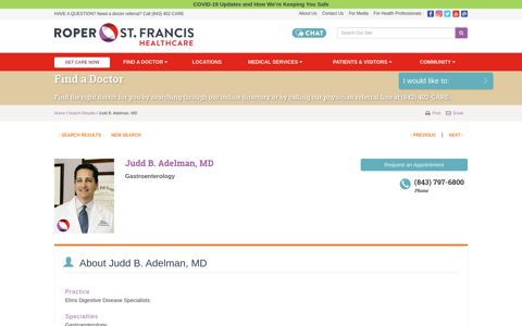 Judd B. Adelman, MD - Roper St. Francis Healthcare