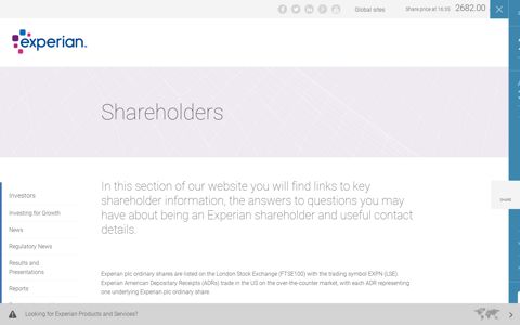Shareholders - Experian plc