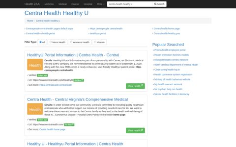 Centra Health Healthy U - Health ZAA