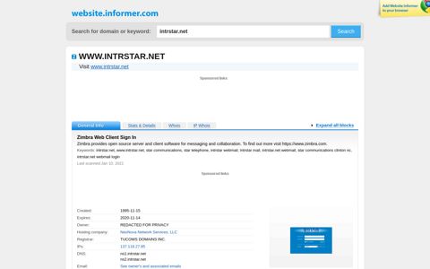 intrstar.net at WI. Zimbra Web Client Sign In - Website Informer