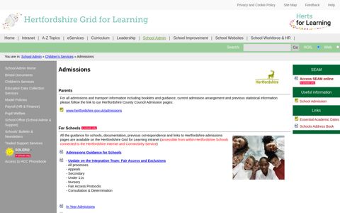School Admissions - Hertfordshire Grid for Learning