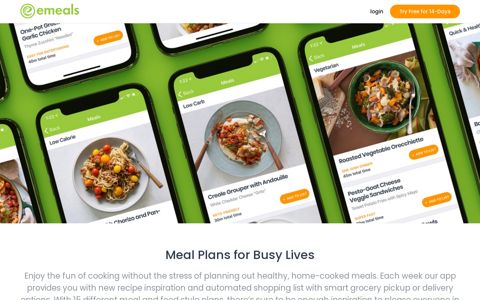 Weekly Meal Plans App with Grocery List - eMeals