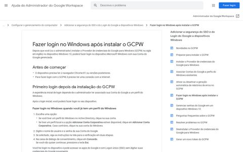Fazer login no Windows após instalar o GCPW - Ajuda do ...