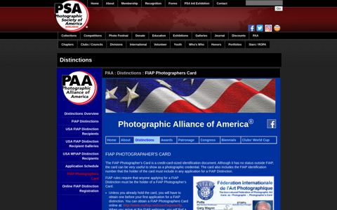 FIAP Photographers Card | Photographic Society of America