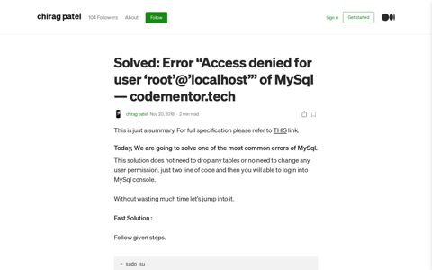 Solved: Error “Access denied for user 'root'@'localhost'” of ...