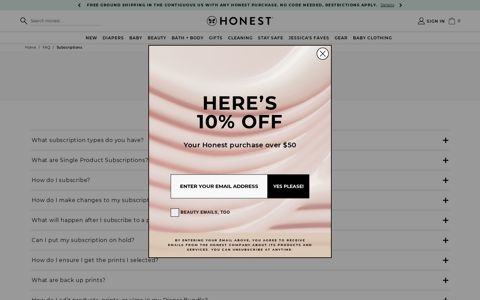 Subscriptions - The Honest Company
