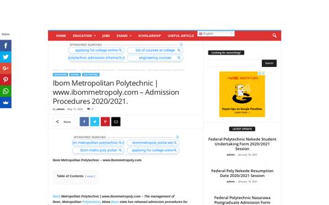Ibom Metropolitan Polytechnic Portal, www.ibommetropoly.com