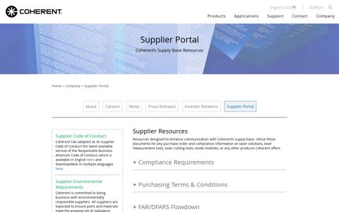 Supplier Portal | Coherent
