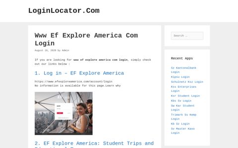 Www Ef Explore America Com Login - LoginLocator.Com