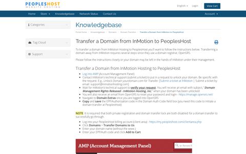 Transfer a Domain from InMotion to PeoplesHost ...