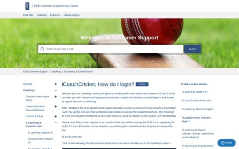 iCoachCricket; How do I login? – ECB Customer Support