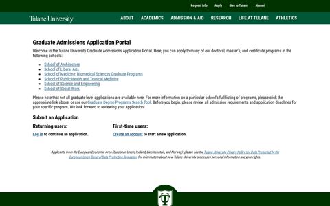 Graduate Admissions Application Portal
