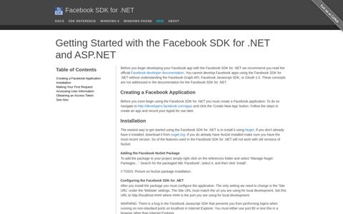 Getting Started with the Facebook SDK for .NET and ASP.NET