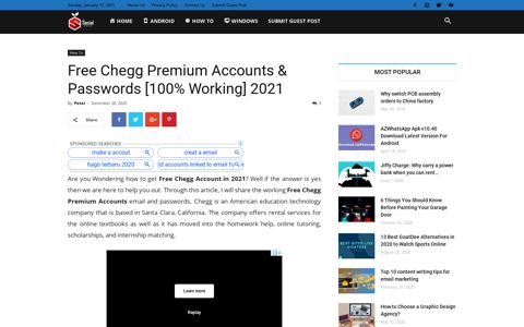 Free Chegg Premium Accounts November 2020 Email ...
