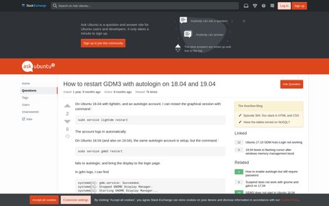 gdm - How to restart GDM3 with autologin on 18.04 and 19.04 ...